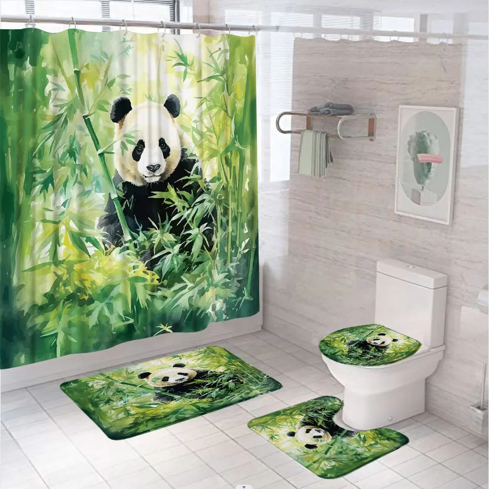 Bamboo Bath Mat - 4 buah tirai mandi bambu hijau