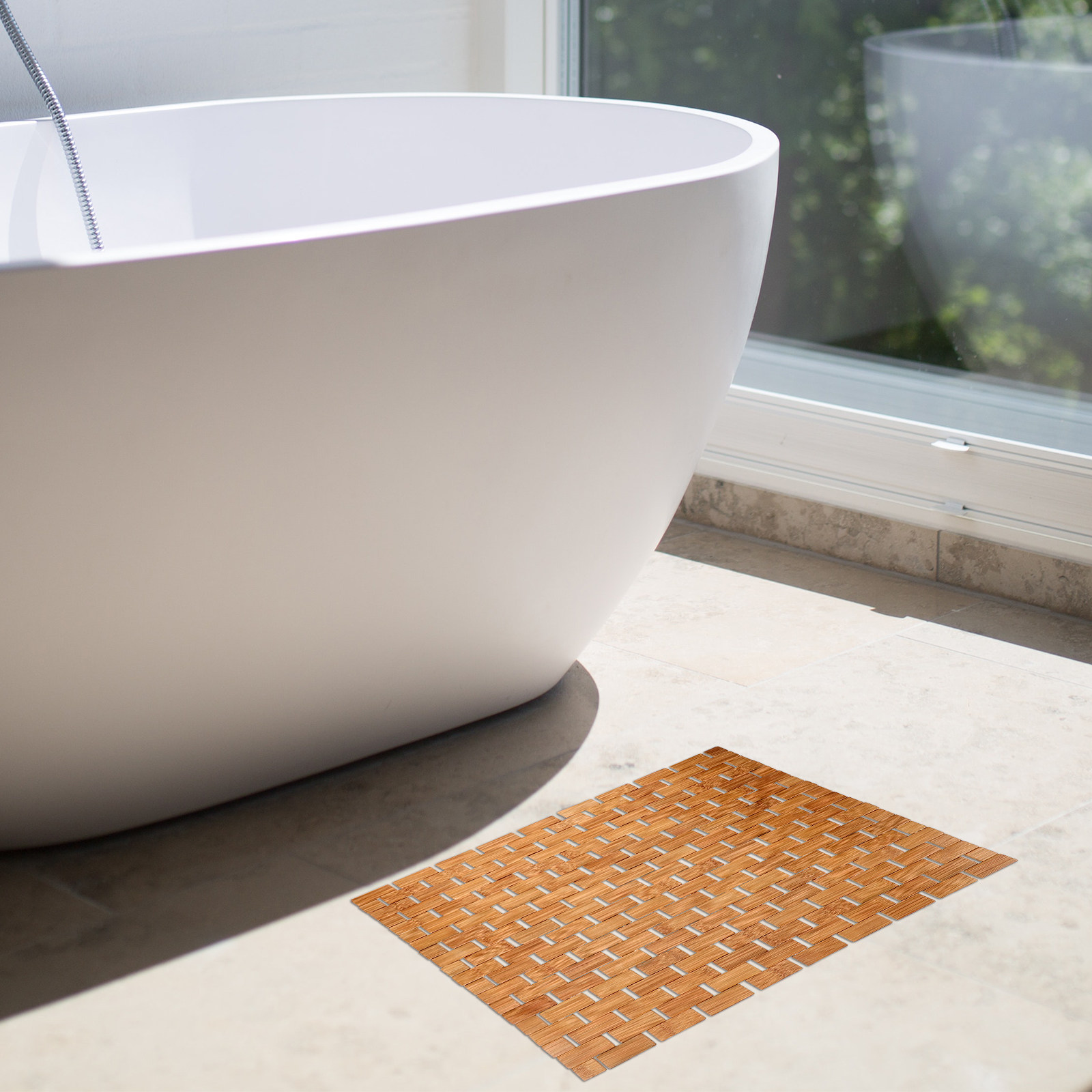 Bamboo Bath Mat - Keset Kamar Mandi Bambu Persegi Anti-Selip