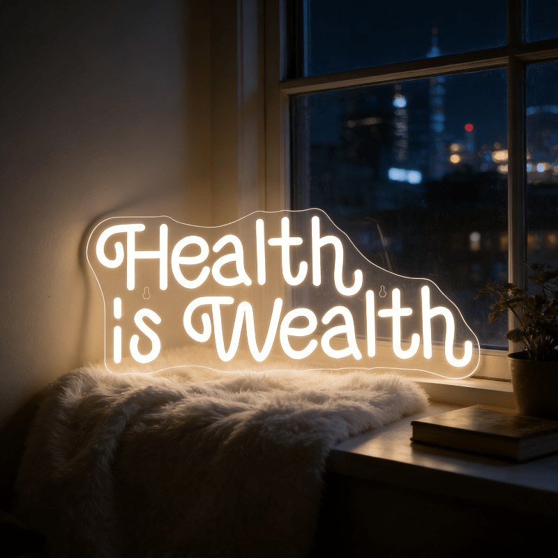 Health Wellness Yoga - Kesehatan Adalah Kekayaan Lampu Neon LED