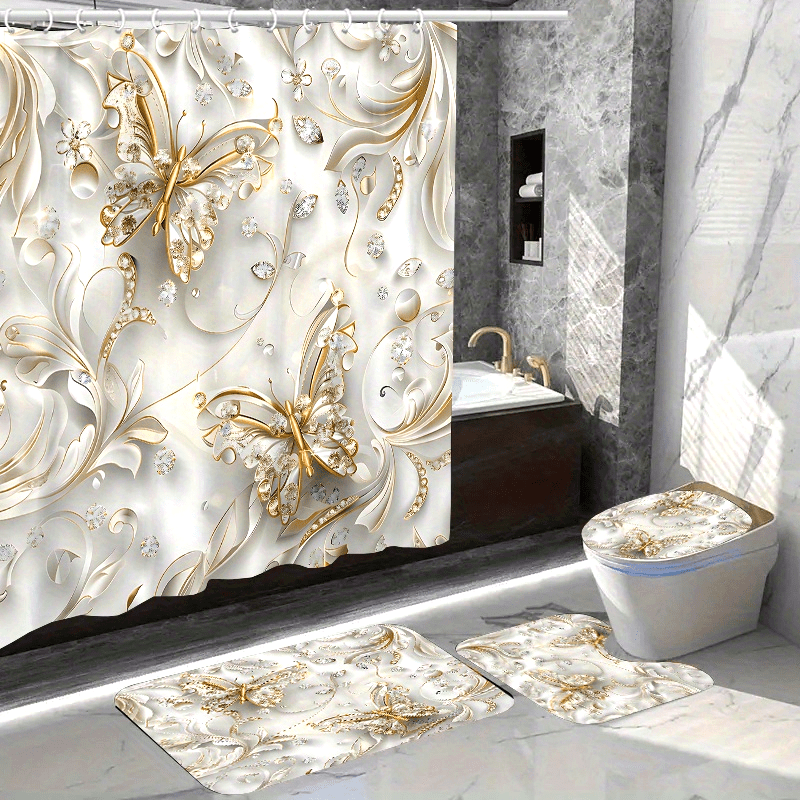 4 Buah Set Tirai Mandi Kupu-ku - Bamboo Bath Mat ulasan dan harga