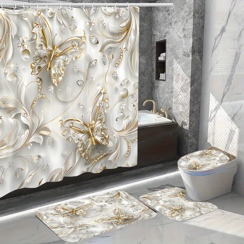 4 Buah Set Tirai Mandi Kupu-ku - Bamboo Bath Mat ulasan dan harga