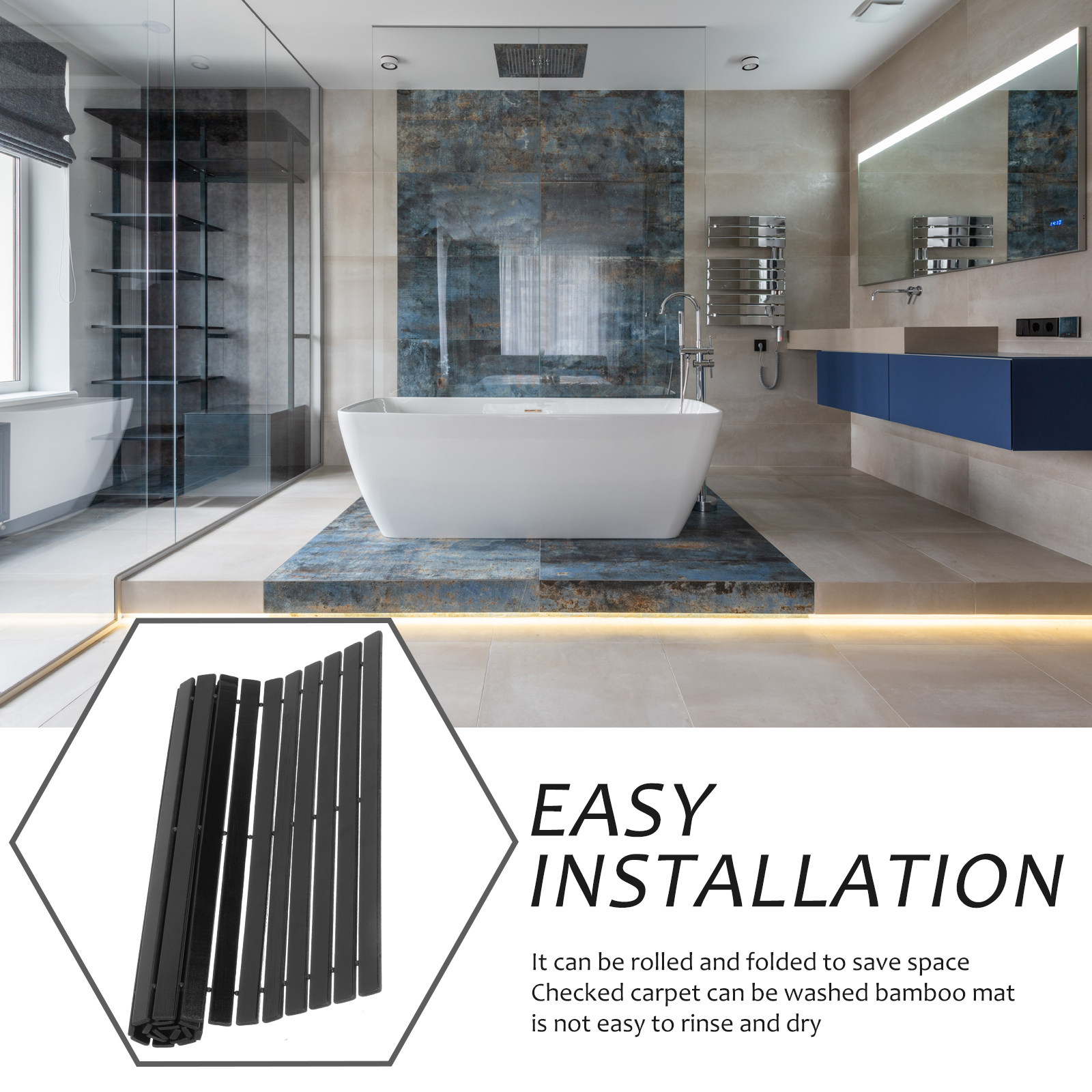 Keset Kamar Mandi Bambu Anti-S - Bamboo Bath Mat ulasan dan harga